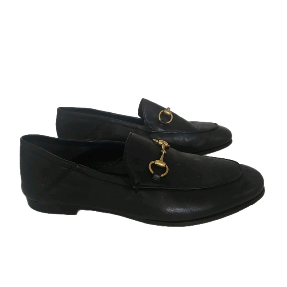 GUCCI Brixton Black Leather Horsebit Loafer Size EU 36.5 US 6.5 Collapsible Heel - Picture 4 of 16